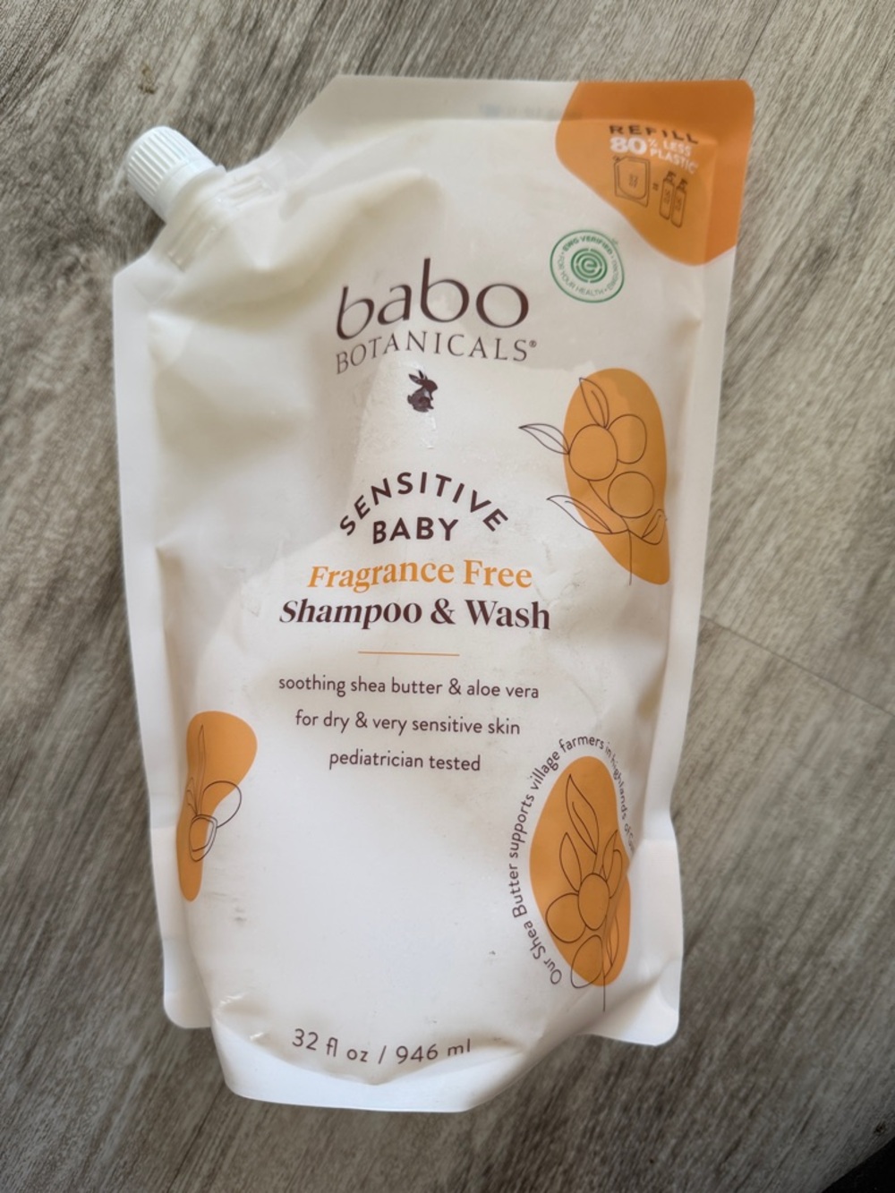 Sensitive Baby Fragrance-Free Shampoo & Wash — White with Orange Accents